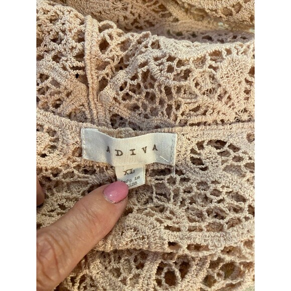 Adiva Blouse Plus Size XL Lace Womens Chic Sexy Top Nude Color 3/4 Sleeves - Picture 8 of 12